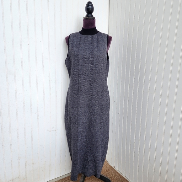 Express Grey Black Knit Mock Neck Sleeveless Sheath Dress Women's Size XLarge XL - Picture 6 of 14